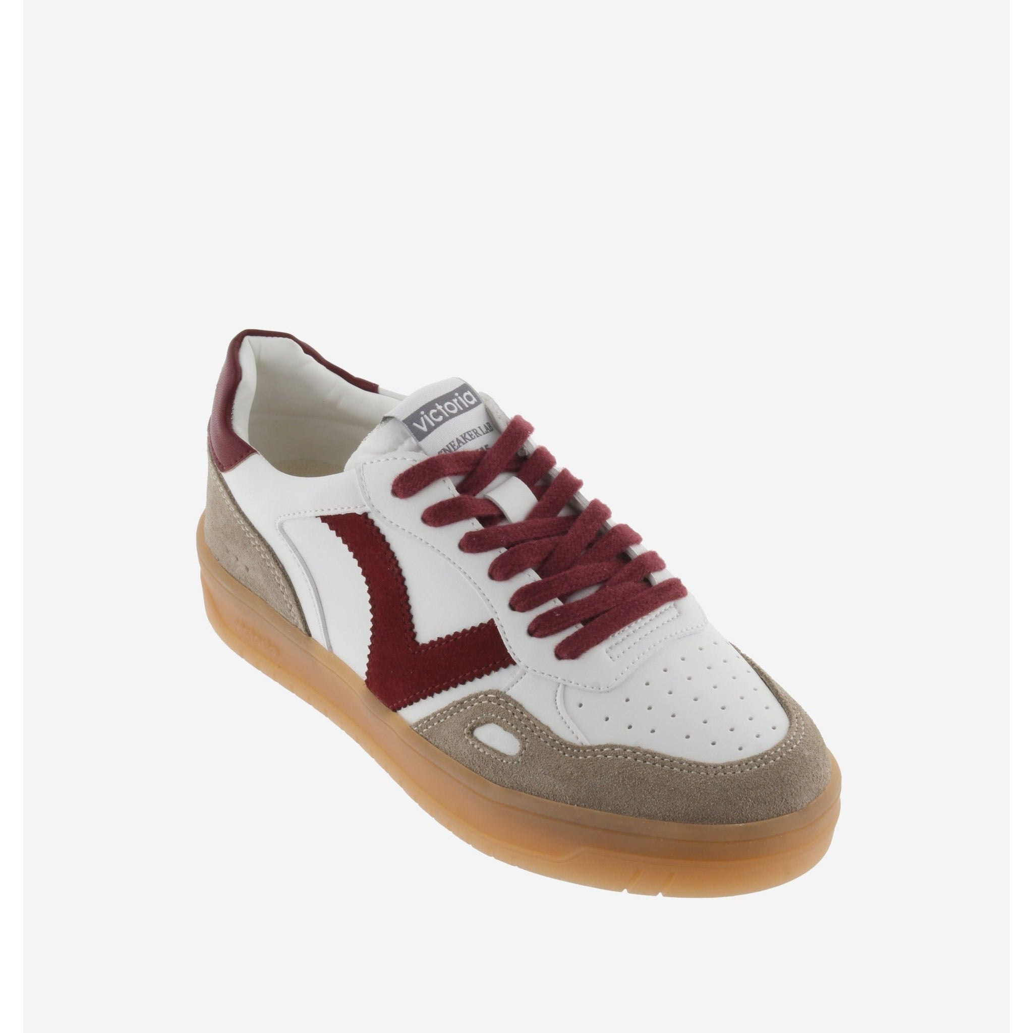 Victoria Madrid(257125) - Ladies &nbsp;Platform Lace Trainer in White/Red/Beige with Gum Sole | Victoria Shoes | Wisemans | Bantry | Shoe Shop | West Cork | IReland