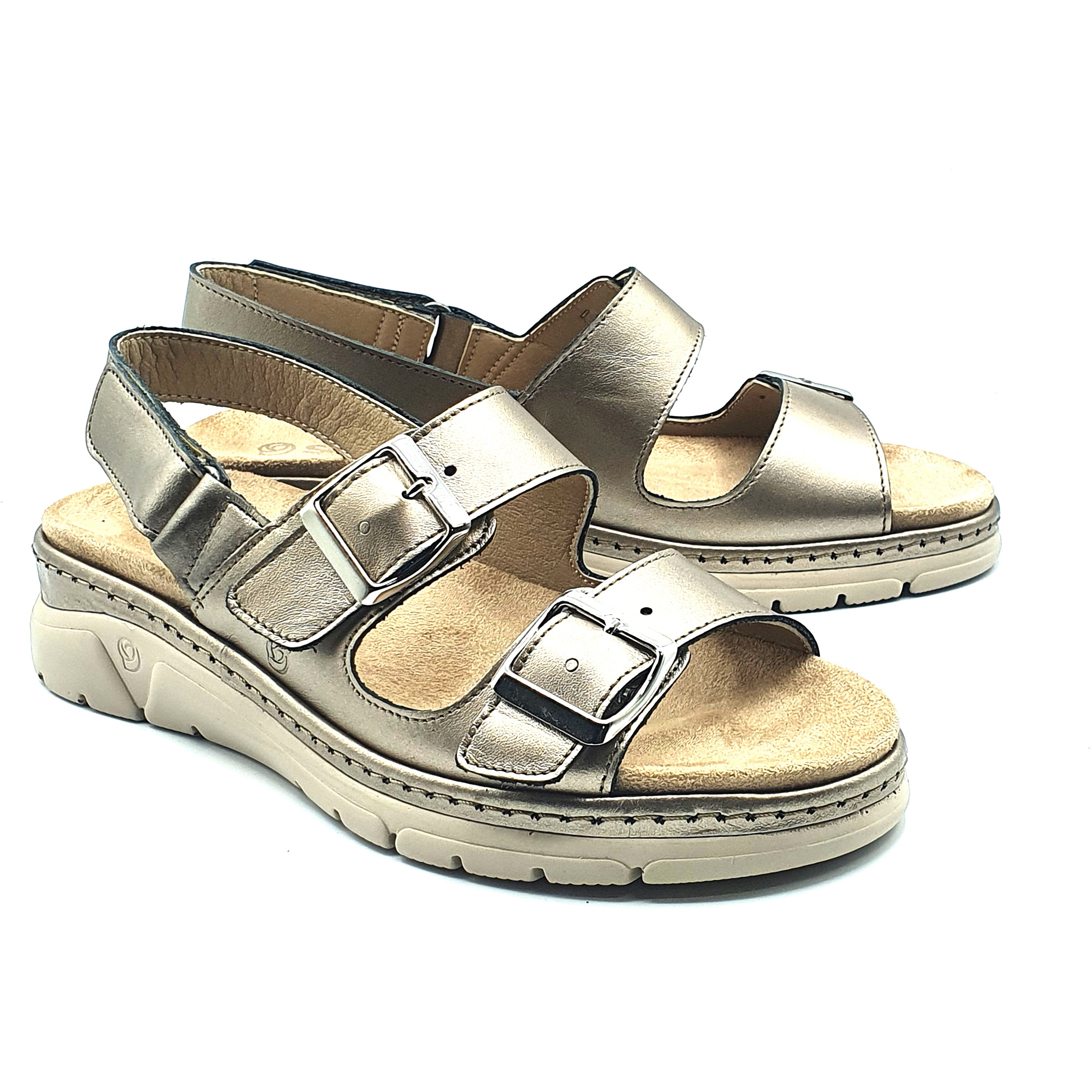 Suave Milan - Ladies Buckle Sandal in Gold