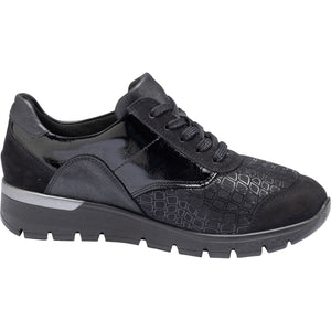 Waldlaufer K-Ramona(626K402) - Ladies Wide Fit Stretch Lace with Side Zip in Black | Waldlaufer Shoes | Wide Fit | Wisemans | Bantry | Shoe Shop | Munster