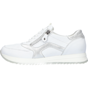 Waldlaufer H-Vicky(752002) - Ladies Trainer with Lace and Zip in White/Silver .Waldlaufer | Wide Fit Shoes | Wisemans | Bantry | West Cork | Ireland 