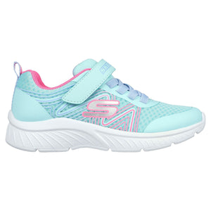 Sketchers Microspec Plus - Girls Velcro Trainer in Aqua/White/Pink | Wisemans | Bantry | Co. Cork | Shoe Shop