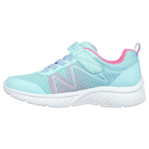 Sketchers Microspec Plus - Girls Velcro Trainer in Aqua/White/Pink | Wisemans | Bantry | Co. Cork | Shoe Shop