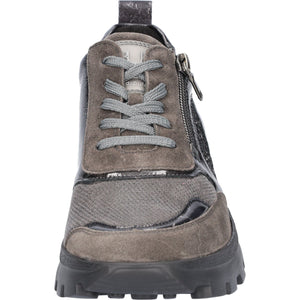 Waldlaufer Ajala (993H01)-Ladies Lace with Zip Shoe in Grey | waldlaufer SHoes | Wide Fit Shoes | Wisemans | Bantry | Munster