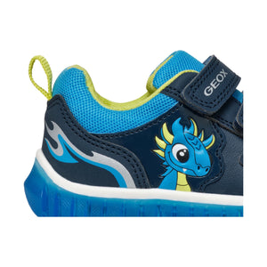 GEOX Lightyloo (B465ZA) - Children's Velcro Trainer with Lights in Navy/Blue | Geox Shoes | Wisemans | Bantry | Shoe Shop | West Cork | Ireland