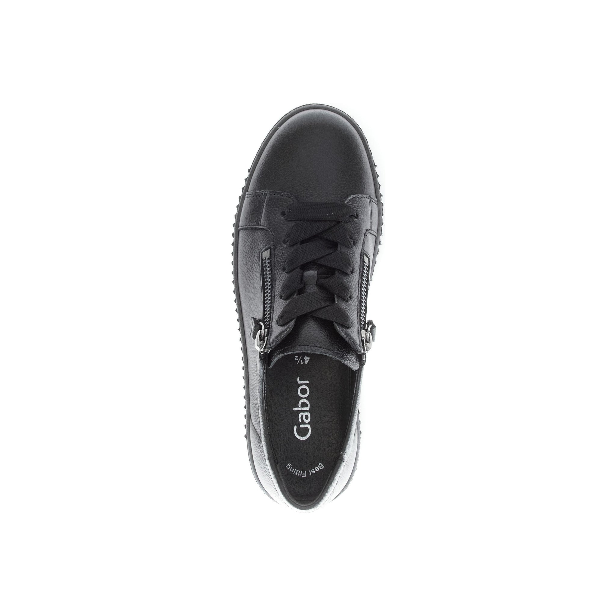 Gabor Wisdom (53.334.37) - Ladies Lace Trainer with Double Zip in Black Leather | Gabor | Wisemans | Bantry | West Cork | Shoe Shop | Ireland