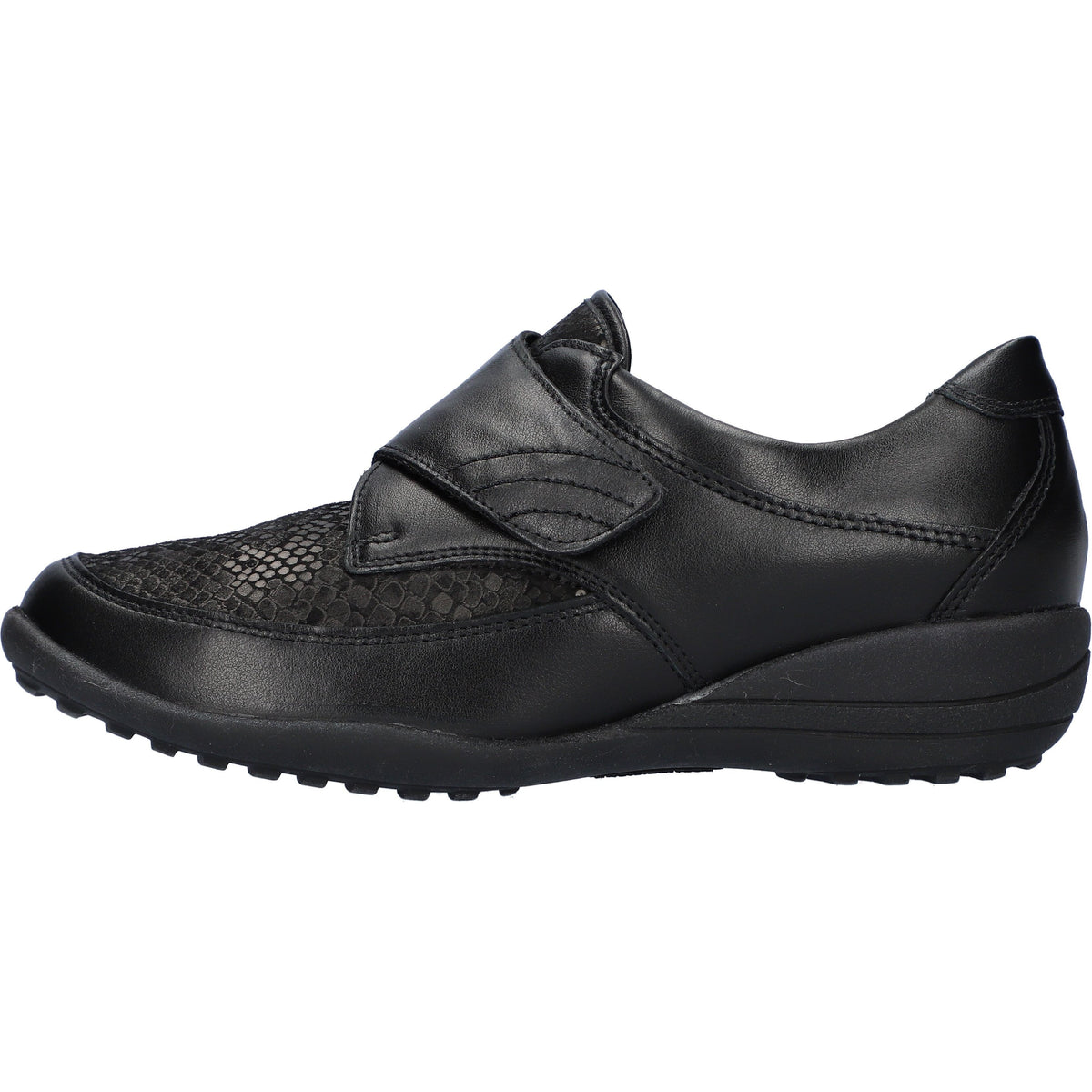 Waldlaufer Katja (K01304)- Ladies Wide Fit Velcro Shoe in Black ...