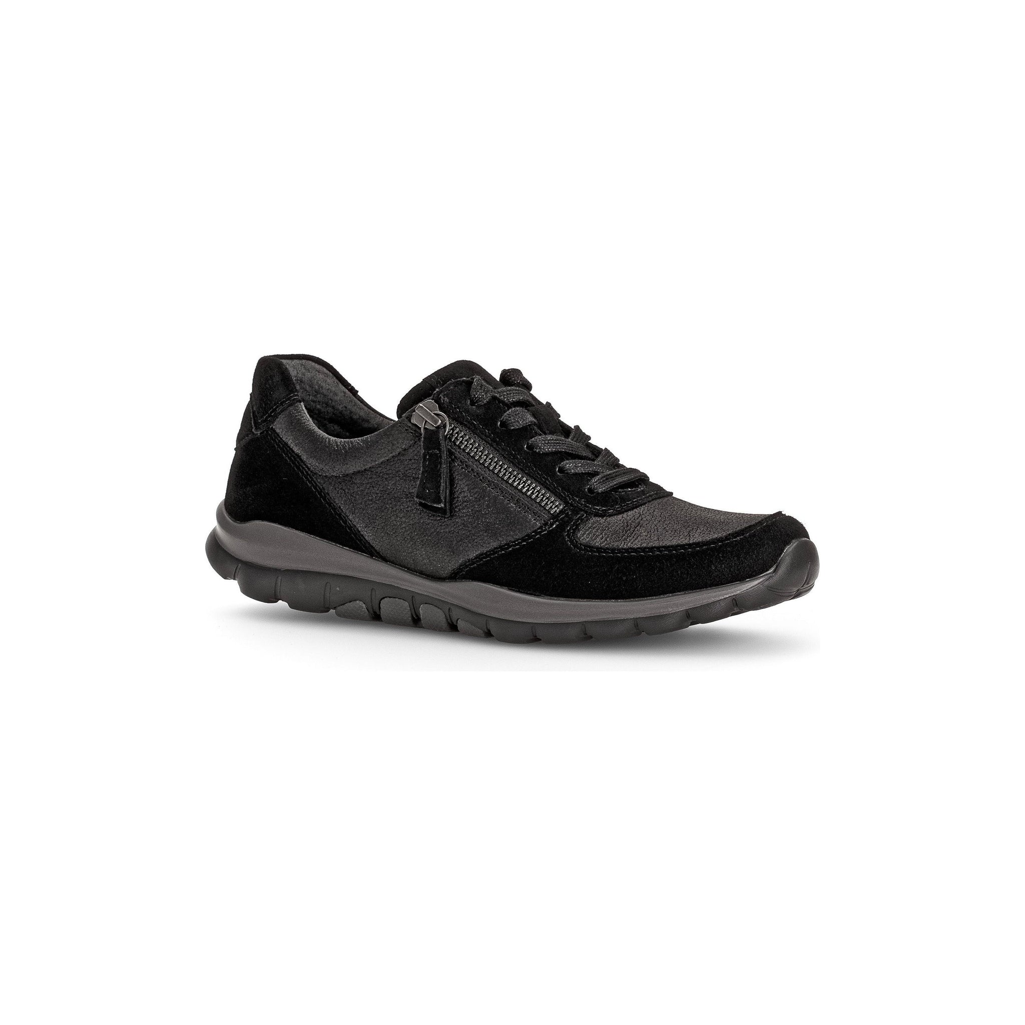 Gabor Fantastic (56.968.37) - Gabor Rolling Soft Lace trainer with Double Zip in Black | Gabor | Wisemans | Bantry | West Cork | Shoe Shop | Ireland