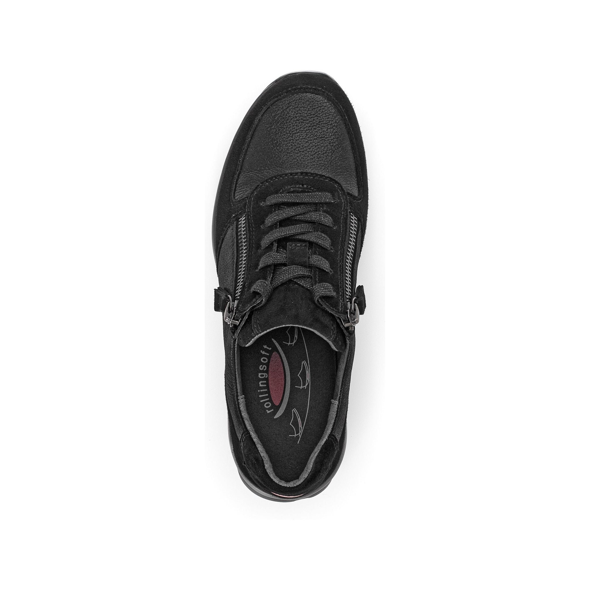 Gabor Fantastic (56.968.37) - Gabor Rolling Soft Lace trainer with Double Zip in Black | Gabor | Wisemans | Bantry | West Cork | Shoe Shop | Ireland